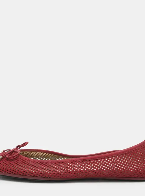 Jimmy Choo Walsh Lattice Size 40 Red Leather Ballet Flats