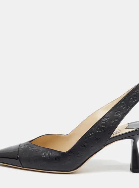 Jimmy Choo liya Size 40 Black Leather and Patent Leather Slingback Pumps