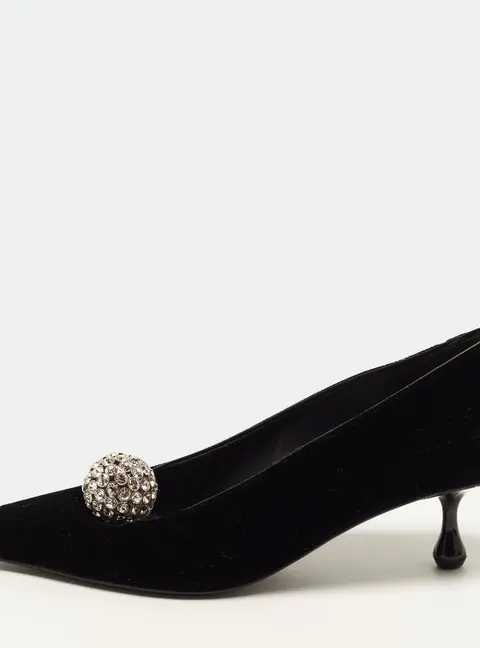 Jimmy Choo Orb Size 36 Black Velvet Pointed Toe Pumps