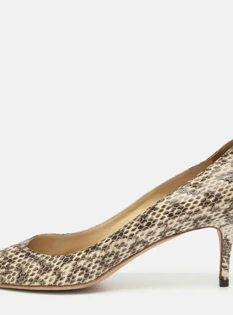 Jimmy Choo Size 40.5 Beige Snakeskin Leather Peep Toe Pumps