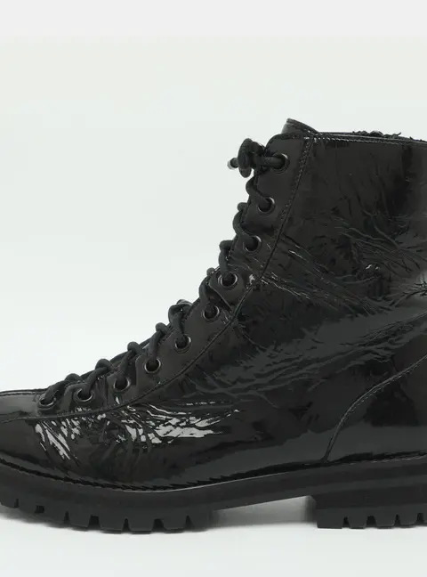 Jimmy Choo Size 37 Black Patent Leather Ankle Length Boots