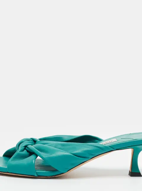Jimmy Choo Avenue Size 37.5 Blue Leather Slide Sandals
