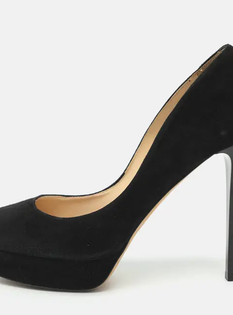 Jimmy Choo Size 39.5 Black Suede Platform Pumps