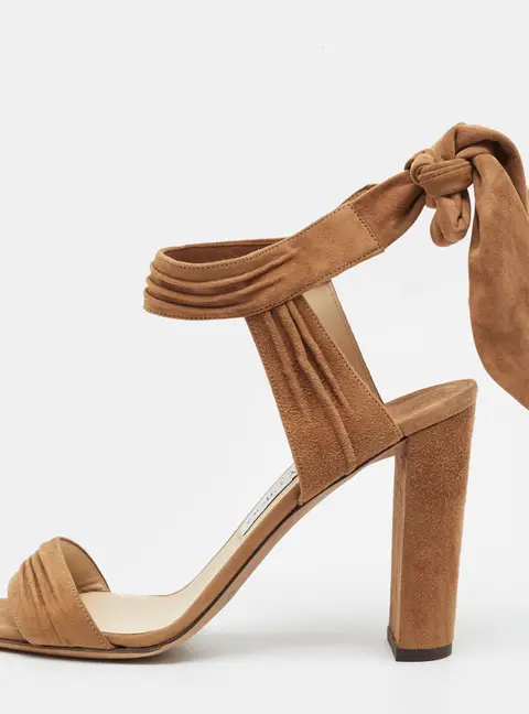Jimmy Choo Kora Size 40 Brown Suede Ankle Strap Sandals