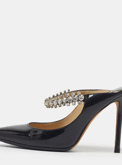 Jimmy Choo Bing 100 Size 36.5 Black Patent Leather Mules