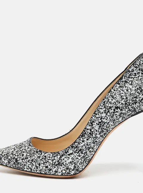Jimmy Choo Romy Size 38.5 Black/White  Glitter Pumps