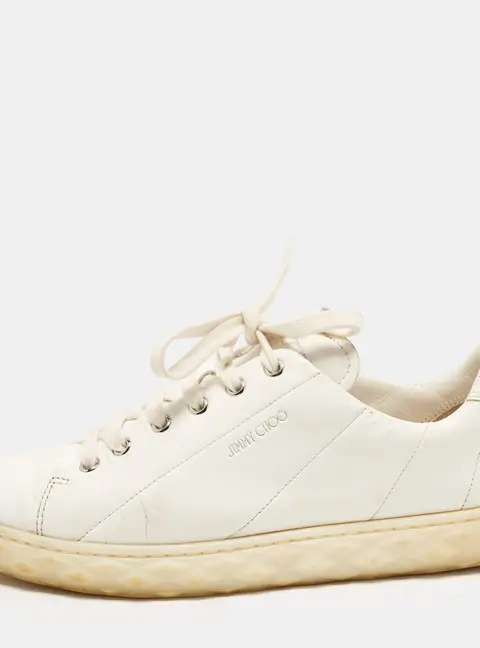 Jimmy Choo Diamond Size 39.5 White Leather Low Top Sneakers