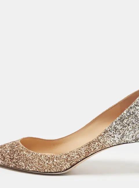 Jimmy Choo Romy Size 39 Gold Glitter Pumps