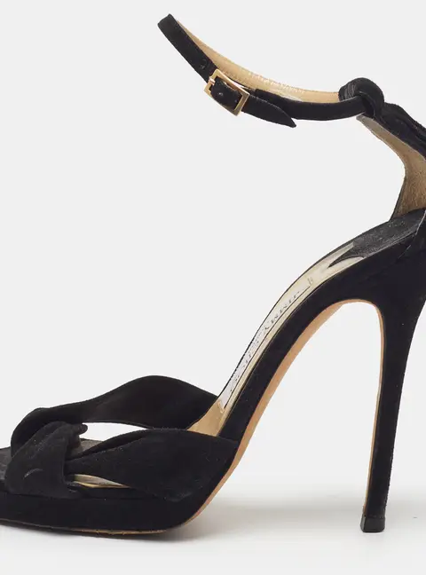 Jimmy Choo Jada Size 36.5 Black Suede Ankle Strap Sandals