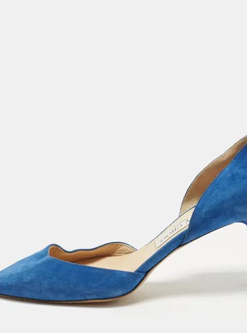 Jimmy Choo Tayler Size 38.5 Blue Suede D'orsay Pumps