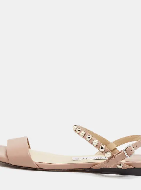 Jimmy Choo Aadra Size 36 Beige Leather  Ankle Strap Flat Sandals