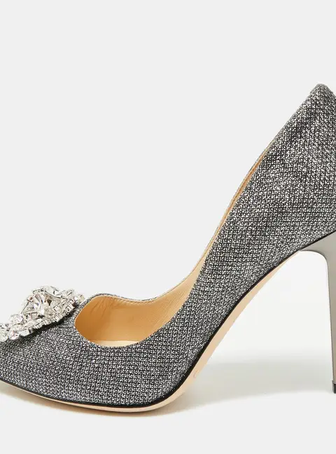 Jimmy Choo Mamey Size 35.5 Silver Glitter Pumps