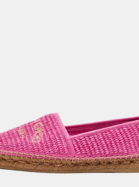 Jimmy Choo Size 36 Pink Leather and Raffia Espadrille Flats
