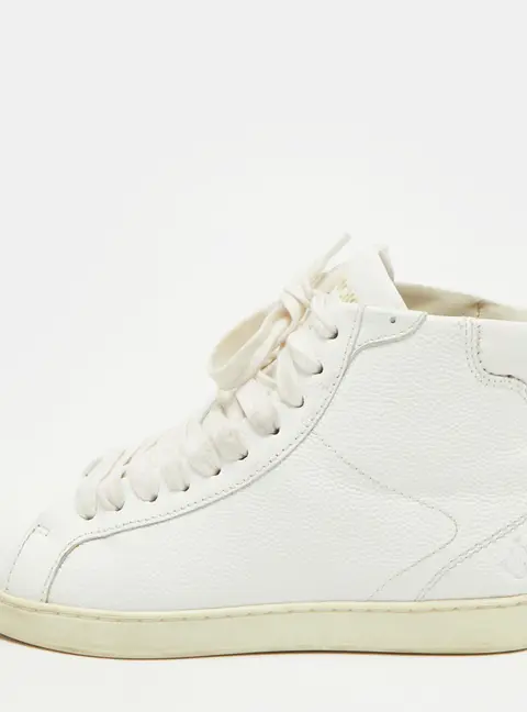 Jimmy Choo Size 36.5 White Leather High Top Sneakers