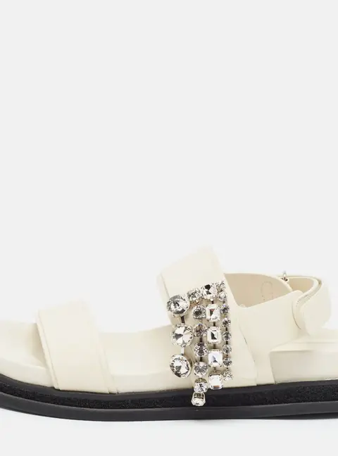 Jimmy Choo Verity Size 38 Cream Leather Ankle Strap Sandals