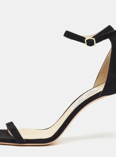 Jimmy Choo Alva Size 41 Black Suede Ankle Strap Sandals
