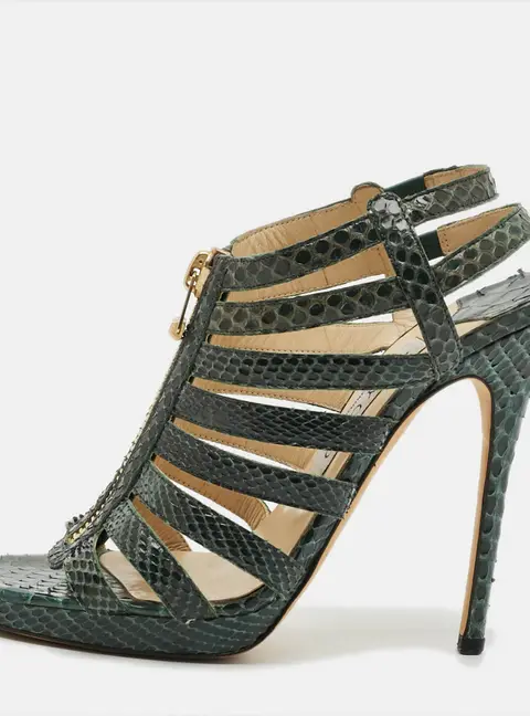 Jimmy Choo Glenys Size Green Snakeskin Leather Gladiator Sandals