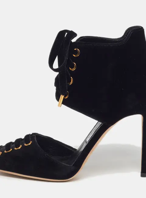 Jimmy Choo Mari Size 37 Black Velvet Pumps
