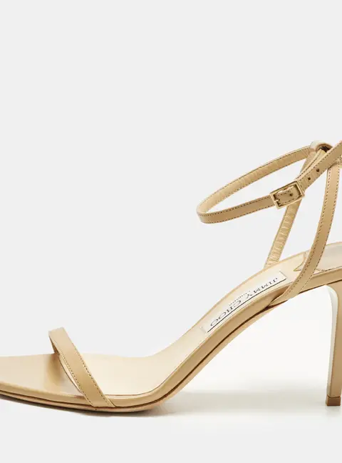 Jimmy Choo Minny Size 40 Beige Leather Ankle Strap Sandals