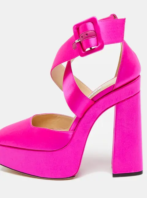 Jimmy Choo Gaia Size 36 Pink Satin Mary Jane Buckle Pumps