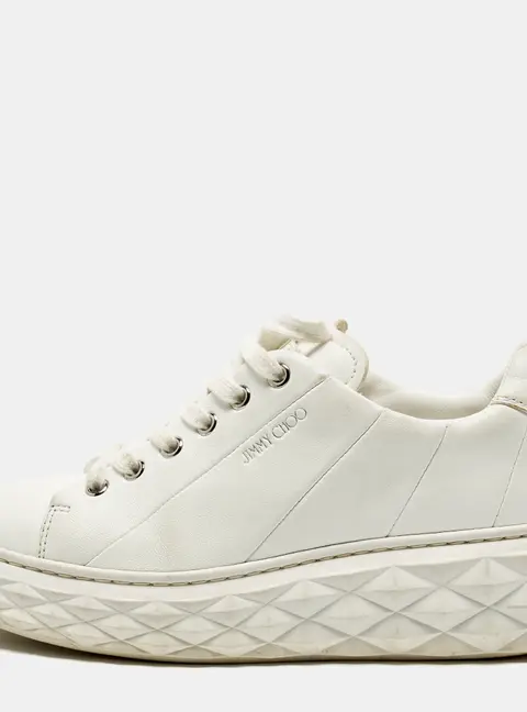 Jimmy Choo Diamond Maxi Size 36 White Leather Lace Up Sneakers