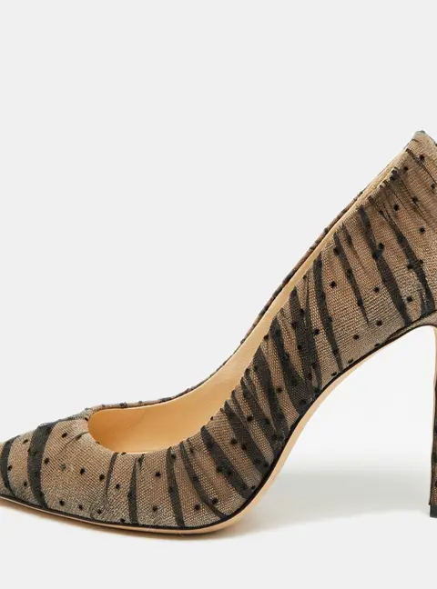 Jimmy Choo Romy Size 36 Beige/Black Dotted Mesh Pumps