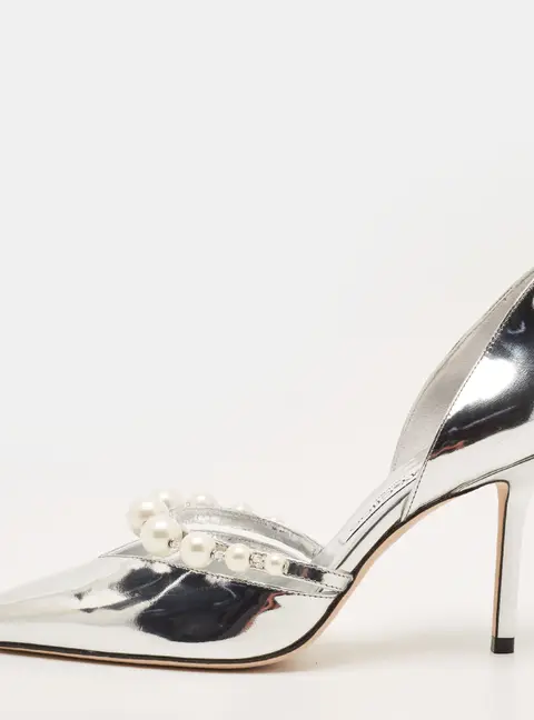 Jimmy Choo Aurelie 85 Size 38 Silver Leather Pumps
