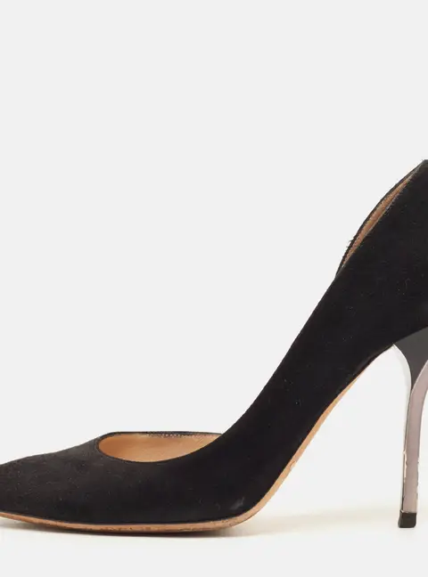 Jimmy Choo Size 37.5 Black Suede D'orsay Pumps