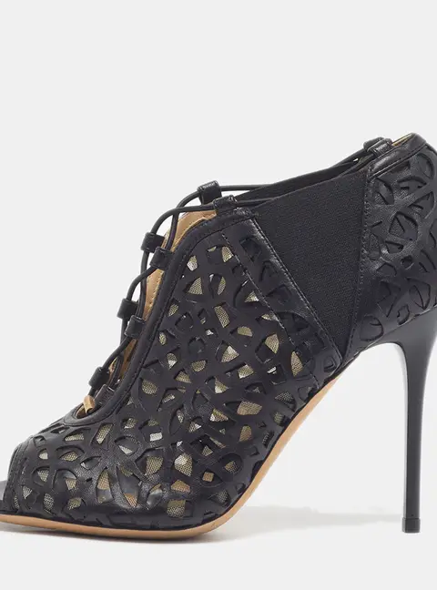 Jimmy Choo Kalipso Size 36 Black Cutout Leather Booties