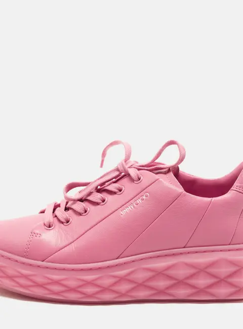 Jimmy Choo Diamond Size 39.5 Pink Leather Lace Up Sneakers
