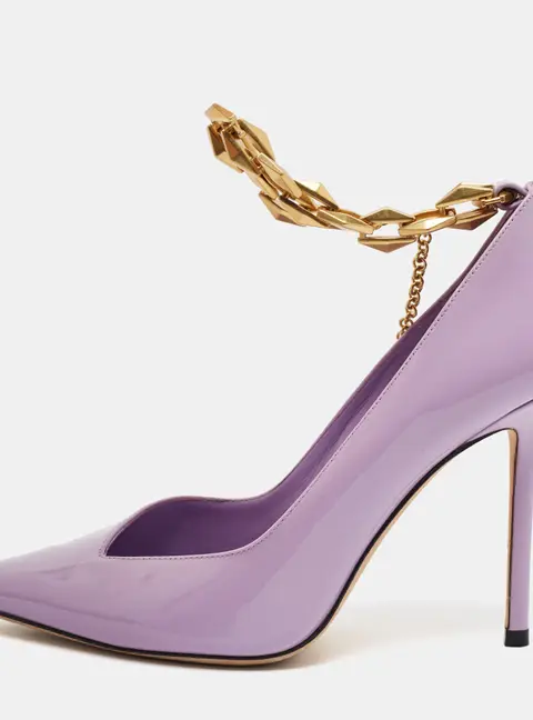 Jimmy Choo Diamond Size 37.5 Purple Patent Leather Pumps