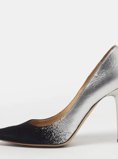 Jimmy Choo Degrad&eacute; Anouk Size 39.5 Silver/Black Leather and Suede Pumps