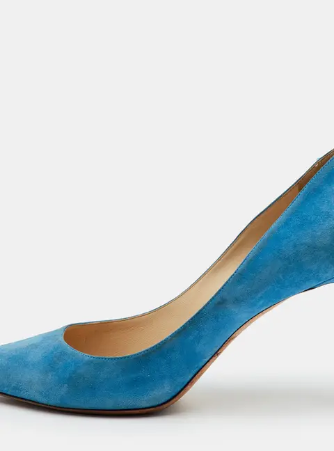 Jimmy Choo Romy Size 39.5 Blue Suede Pointed Toe Pumps