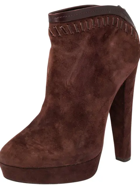 Jimmy Choo Burgundy Suede Back Zipper Ankle  Boots Size 37