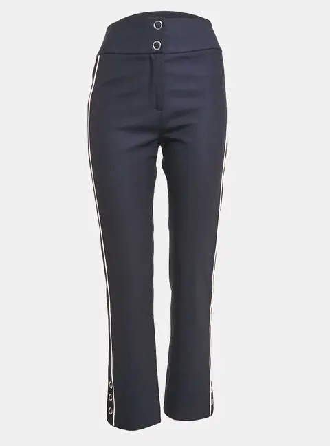 Jonathan Simkhai Navy Blue Side Stripe Gabardine Trousers S