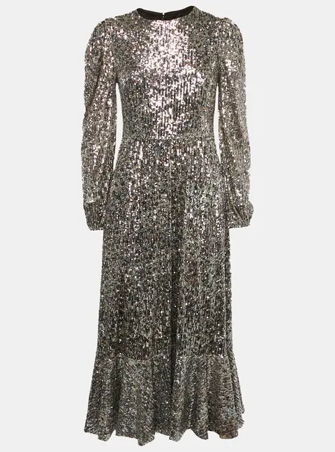 Jonathan Simkhai Brown Emmy Speckle Sequins Midi Dress XS