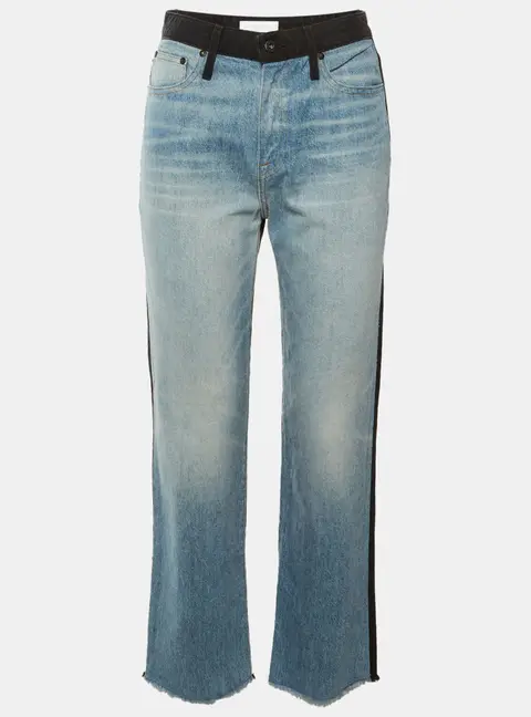 Jonathan Simkhai Blue Two Tone Denim Eliot Boyfriend Jeans M