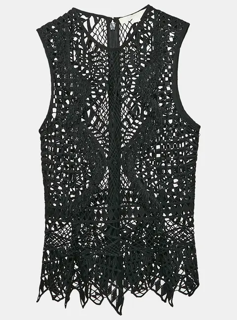 Jonathan Simkhai Black Lace Trimmed Sleeveless Top S