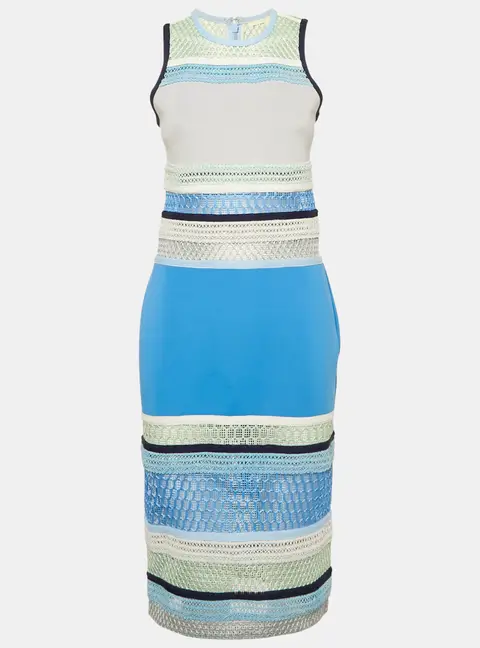 Jonathan Simkhai Blue Lace and Neoprene Sheath Dress M