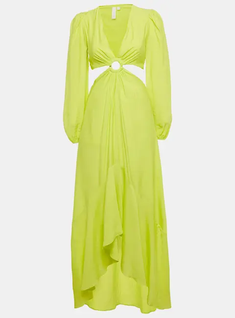 Jonathan Simkhai Neon Green Cut -Out Jaelynn Maxi Dress XS