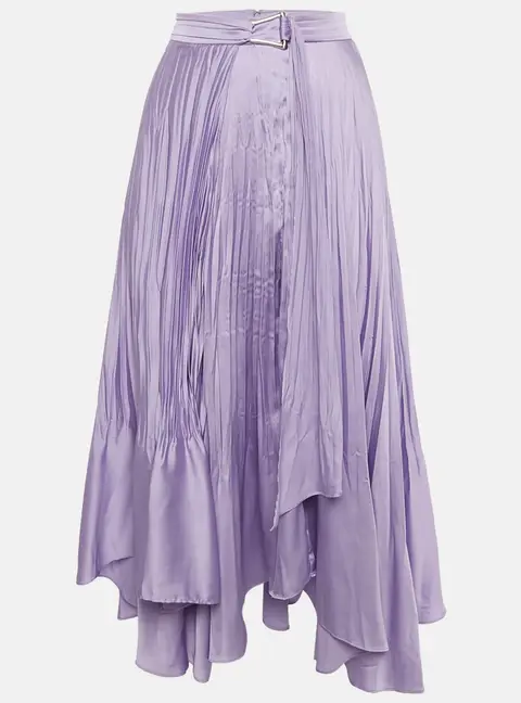 Jonathan Simkhai Lavender Plisses Buckle Detail Mckenna Midi Skirt M