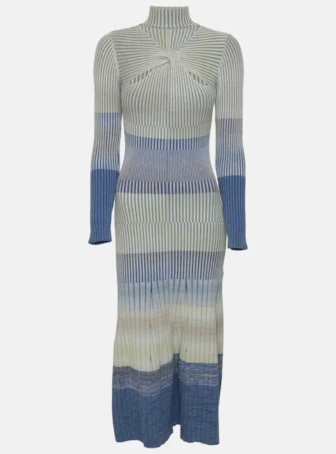 Jonathan Simkhai Multicolor Dye Rib Knit Idi Long Sleeve Midi Dress XS