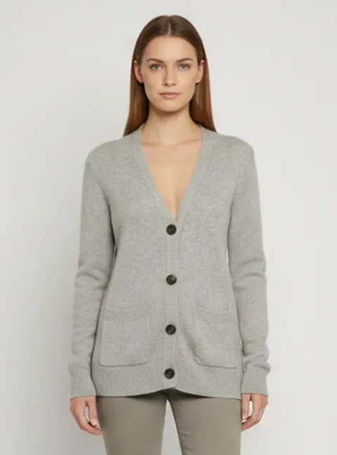 Joseph Light Grey Cashmere V-Neck Cardigan XS