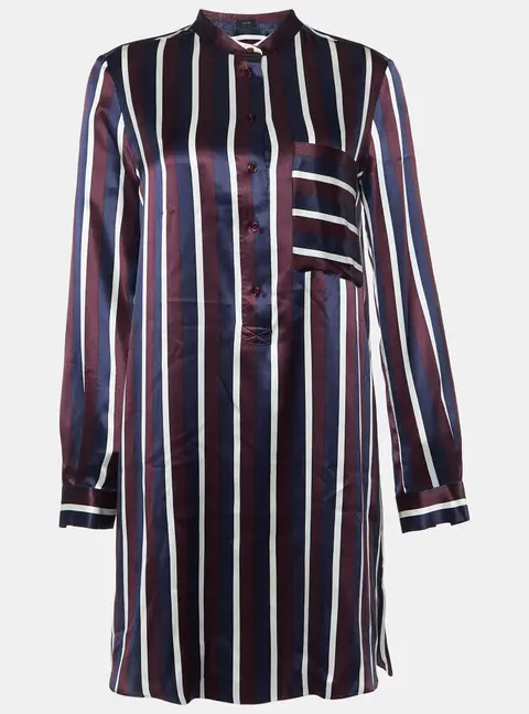 Joseph Multicolor Satin College Stripe Blouse S