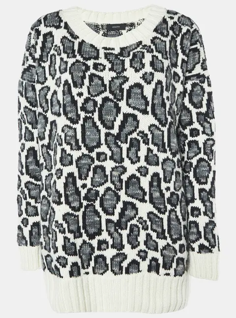 Joseph Animal Patterned Jacquard Wool Round Neck Sweater S