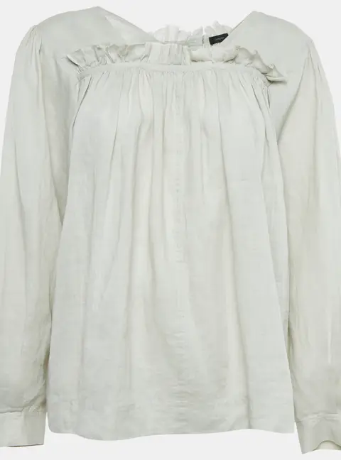 Joseph Grey Ramie Pleated Blouse M