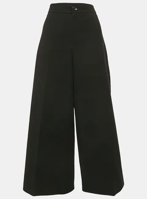 Joseph Black Wool Blend Gabardine Wide Leg Trousers L