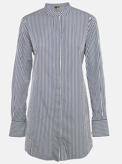 Joseph Blue Stripe Cotton Button Front Tie-Up Detail Carla Candy Tunic M