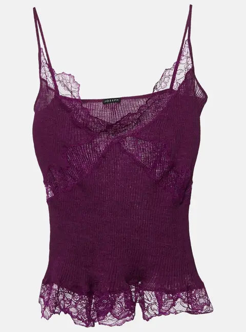Joseph Purple Wool Blend Knit Camisole ONE SIZE