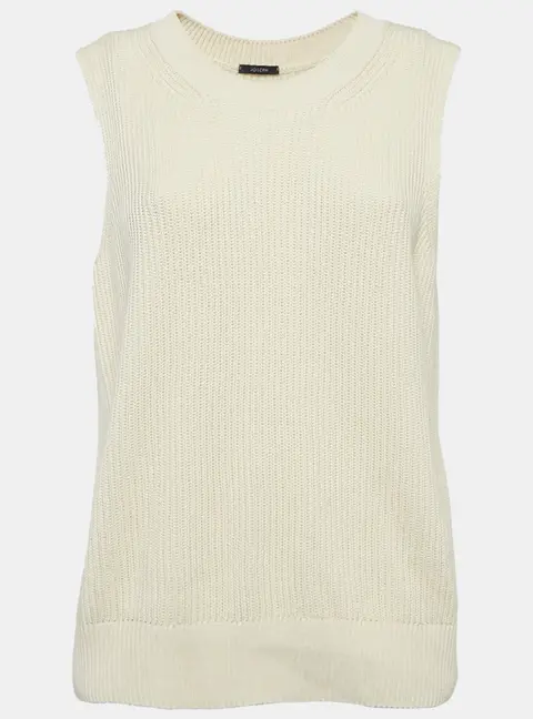 Joseph Cream Rib Knit Crew Neck Sweater Vest M